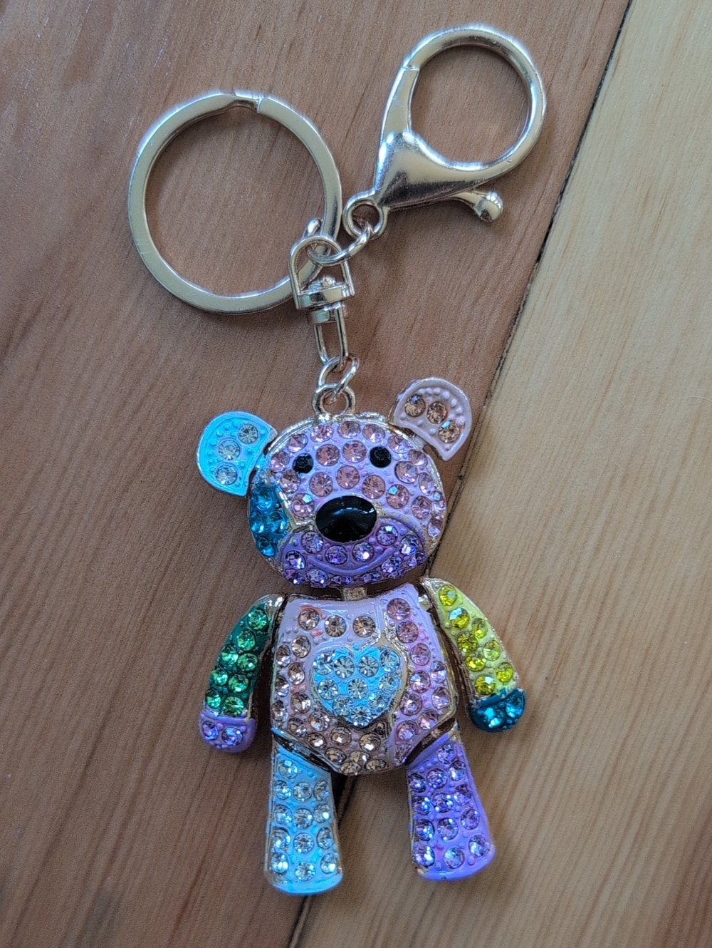 Crystal Multicolor Teddy Bear Keychain Bag Charm